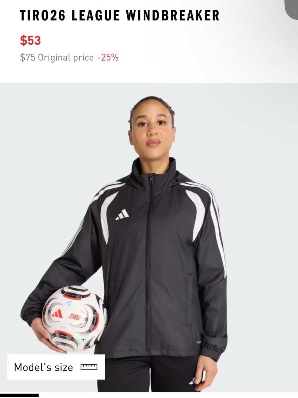 adidas Black & White Tiro26 Women's Windbreaker Jacket